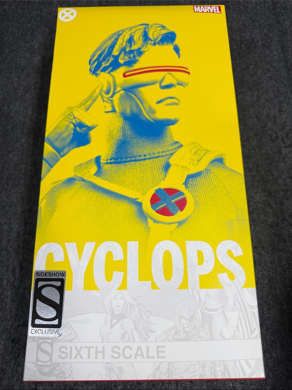 Marvel Figure Cyclops Box Art in Yellow, Blue & Red